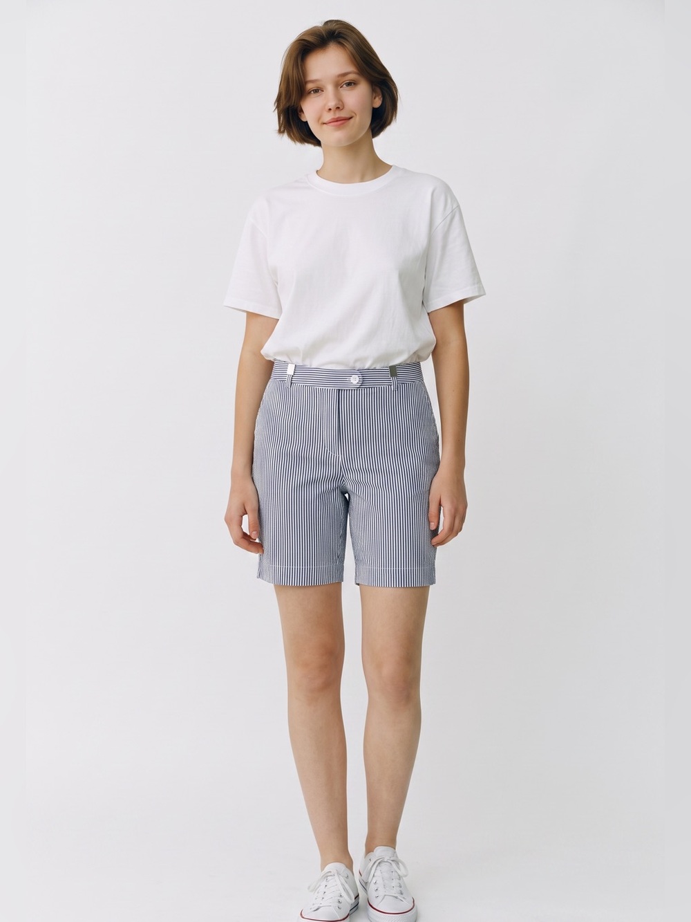 Brooks Brothers 346 Blue White Striped Seersucker Shorts Women's Size 12